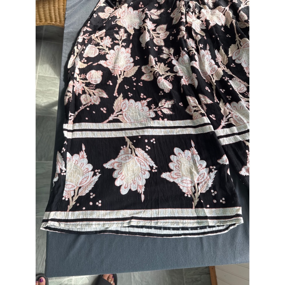 Rachel Zoe Black Floral Wide Leg Palazzo Pants Gauze Drawstring Medium NWT - Picture 4 of 6